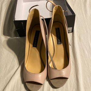 Steven Wedge Shoes.  Blush with gray tinted heel